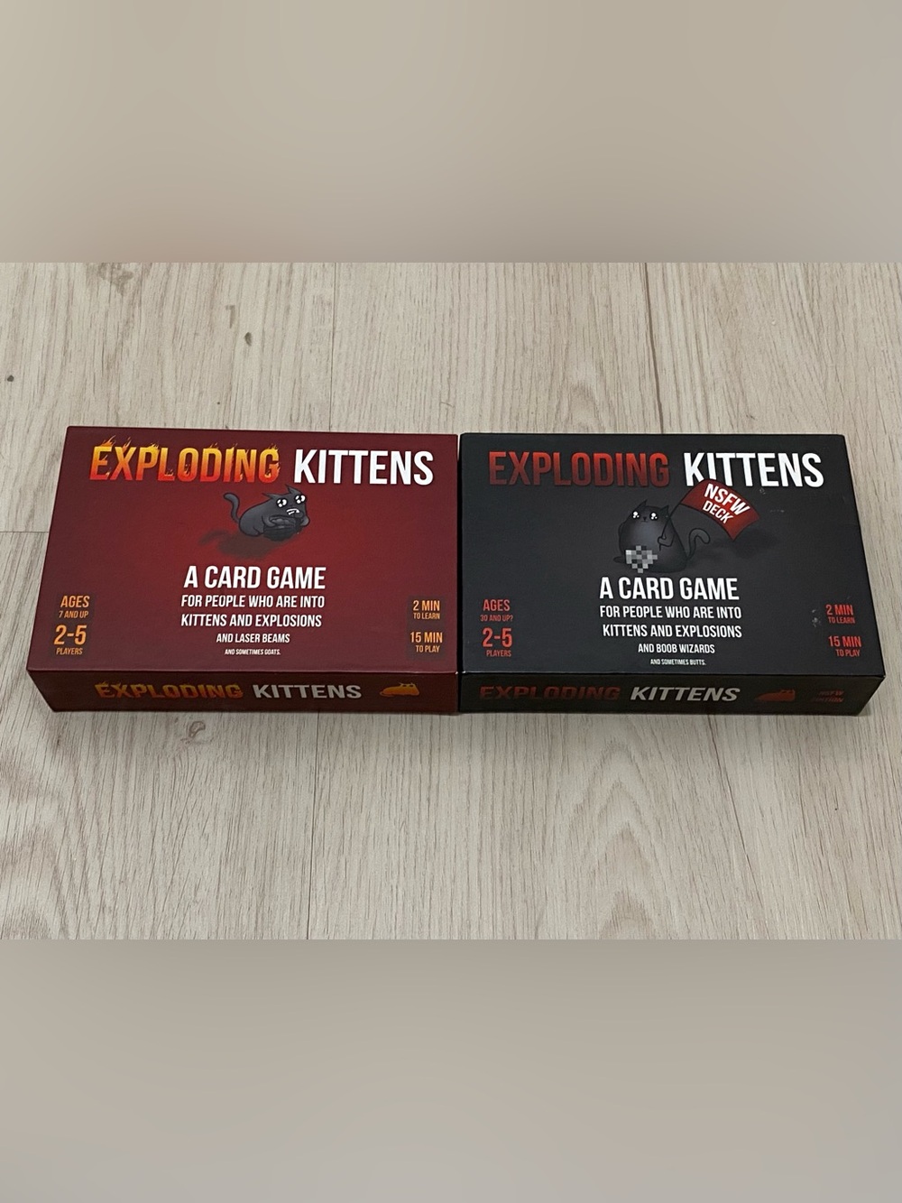 Lot of 2 Exploding Kittens Card Games Original & NSFW Adult Decks 100% Complete